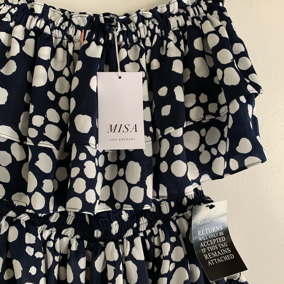 $326 Misa Smocked Waist Tiered Ruffle Mini Dress - Picture 10 of 14